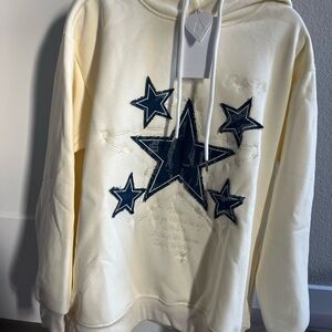 Aelfric Eden Cream Hoodie with Blue Star Design